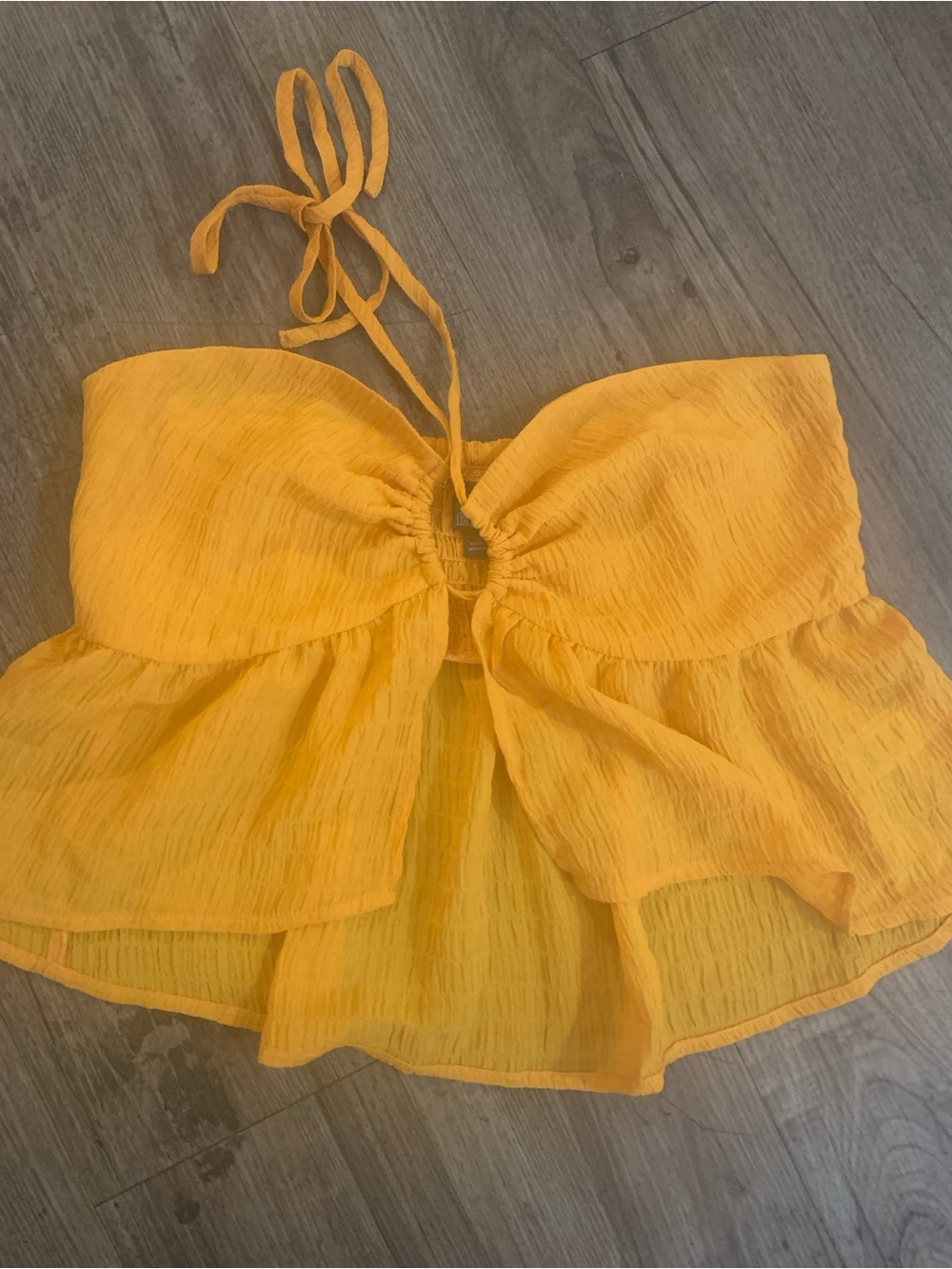 wild fable Yellow Strapless Ruffle Tie-Front Camisole